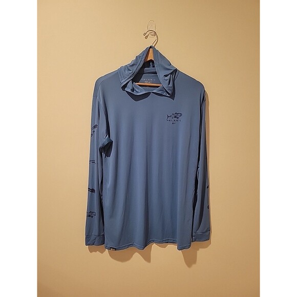 Pelagic Aquatek Hooded Long-Sleeve Shirt in Ocean Blue Fishing Outdoors Size M - Picture 1 of 8